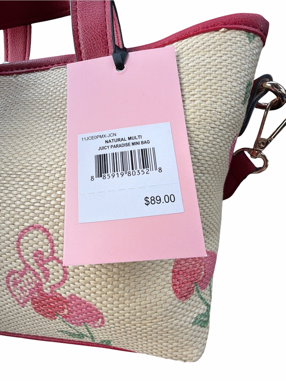 Juicy Couture "Juicy Paradise" Retro Cherry Basket Weave Mini Tote,NWT - Picture 6 of 8